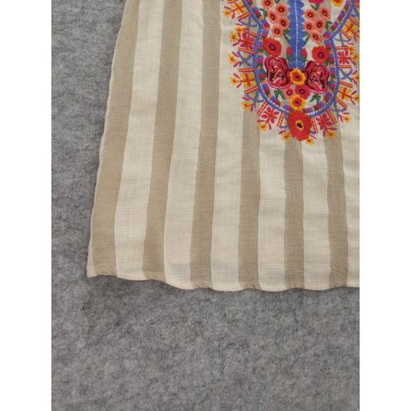 THML Embroidered Top‎ Striped Ruffle Sleeve Casual Blouse Boho Chic Sz S Peasant - Picture 4 of 8